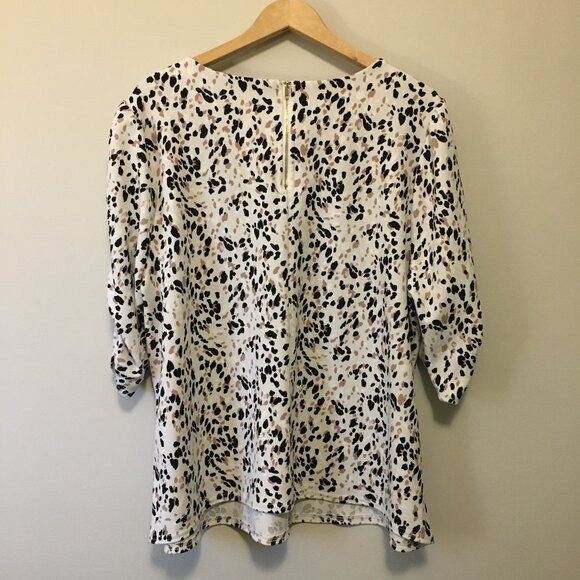 MELLODAY Cheetah Print Ruched Half Sleeve Top - 2X - Picture 3 of 15